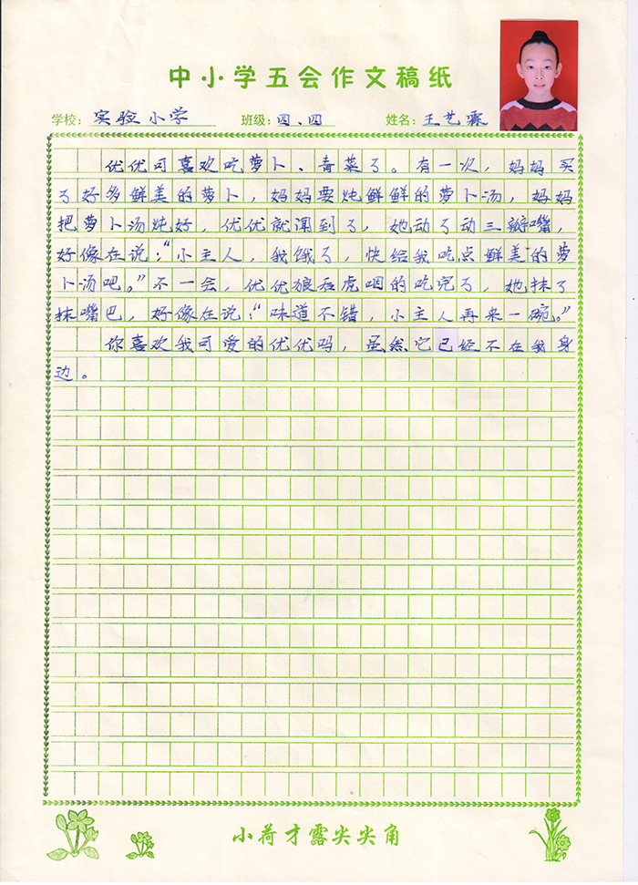 我的小白兔（试验小学 四年级四班 王艺霖）